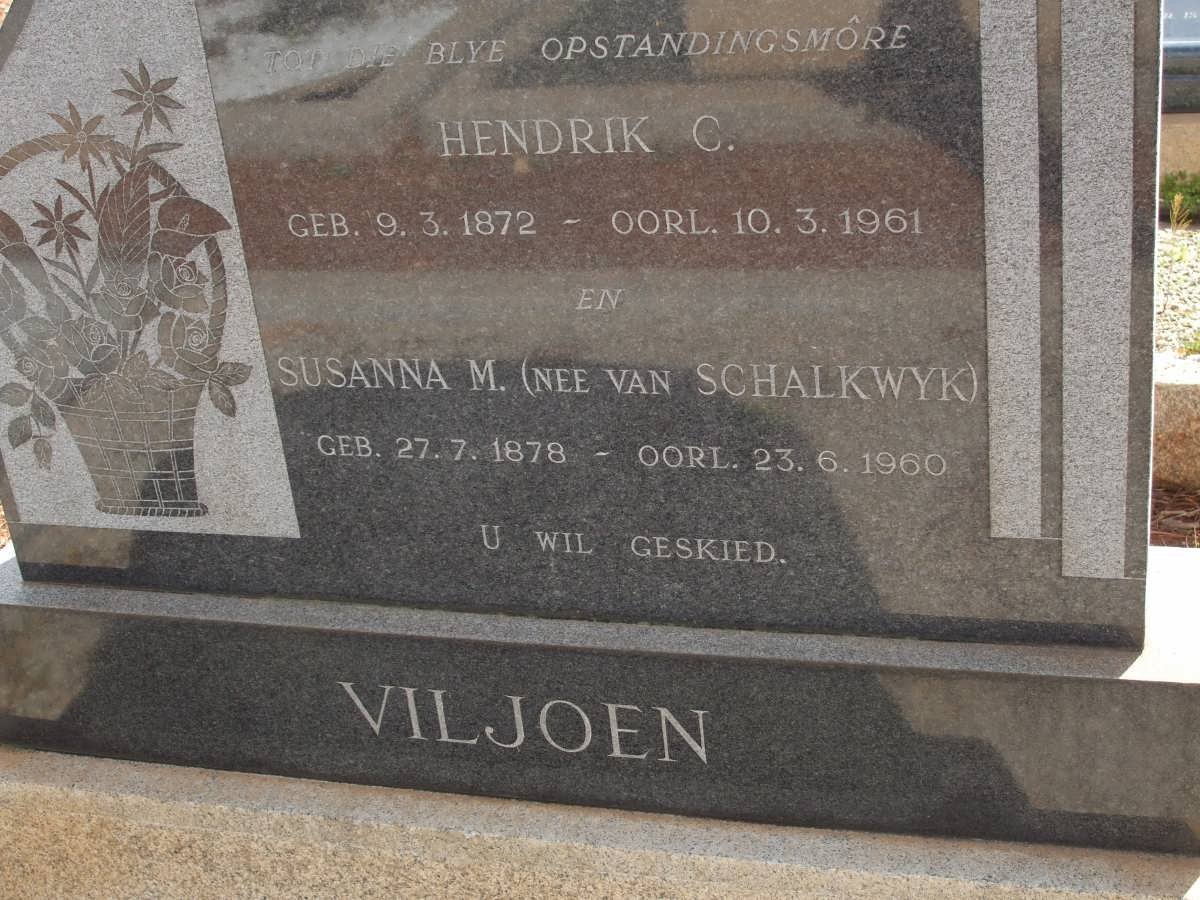 VILJOEN Hendrik C. 1872-1961 &amp; Susanna M. VAN SCHALKWYK 1878-1960