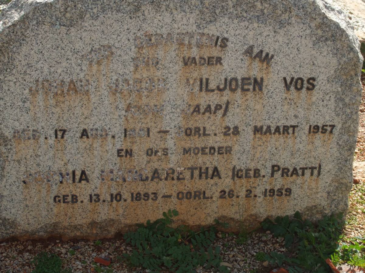 VOS Johan Jacob Viljoen 1881-1957 &amp; Sophia Margaretha PRATT 1893-1957