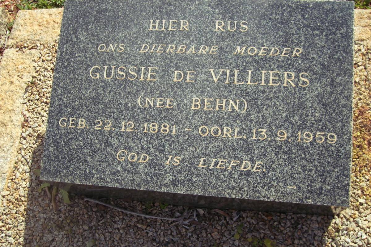 VILLIERS Gussie, de nee BEHN 1881-1959
