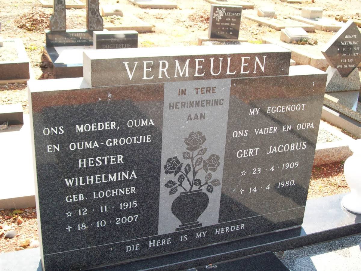 VERMEULEN Gert Jacobus 1909-1980 &amp; Hester Wilhelmina LOCHNER 1915-2007