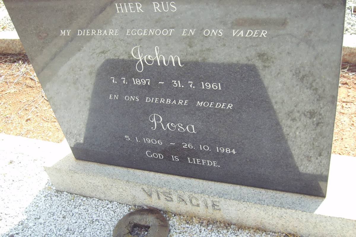 VISAGIE John 1897-1961 &amp; Rosa 1906-1984