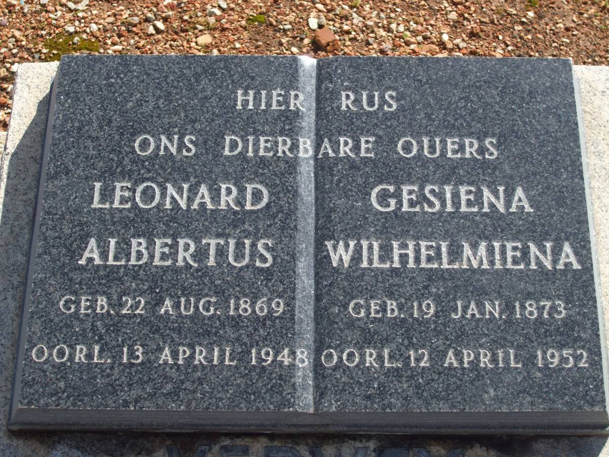 VERWEY Leonard Albertus 1869-1948 &amp; Gesiena Wilhelmina 1873-1952