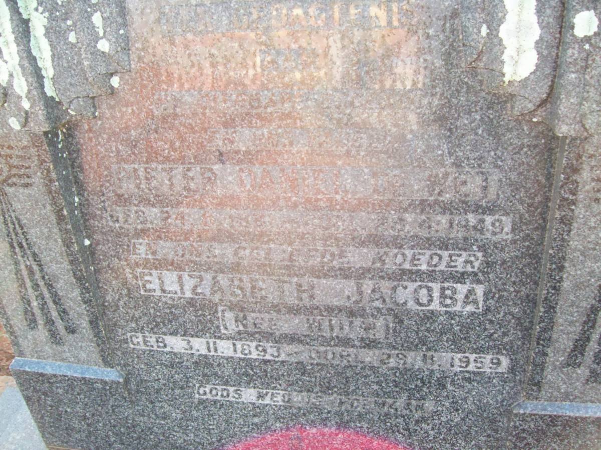 WET Pieter Daniel, de ?? - 1949 &amp; Elizabeth Jacoba ? 1893-1959