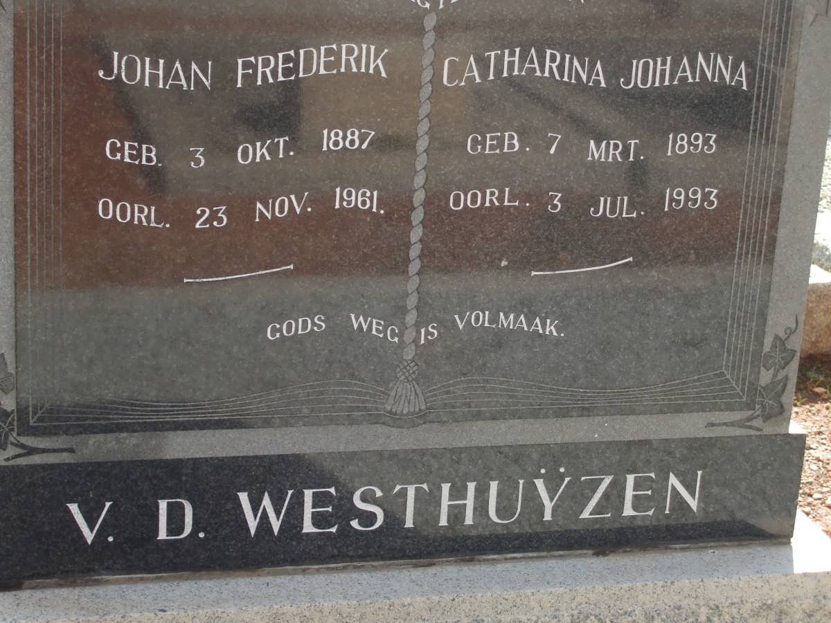 WESTHUYZEN Johan Frederik, v.d. 1887-1961 &amp; Catharina Johanna 1893-1993