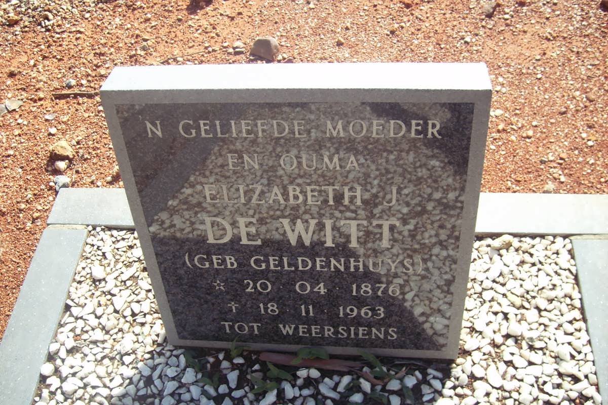 WITT Elizabeth J. nee GELDENHUYS 1876-1963