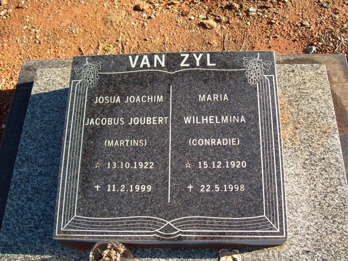 ZYL Josua Joachim Jacobus Joubert, van 1922-1999 &amp; Maria Wilhelmina CONRADIE 1920-1998