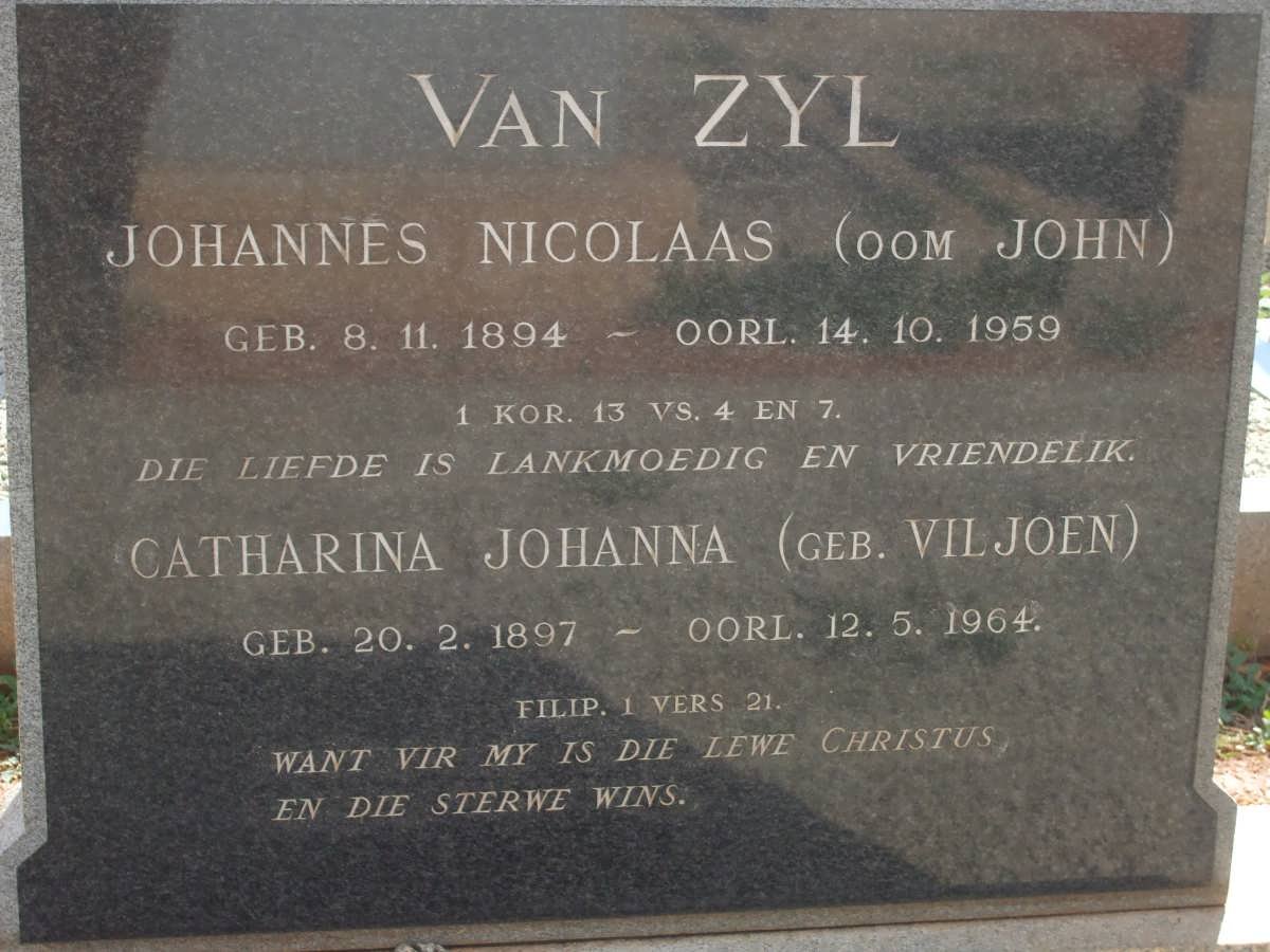 ZYL Johannes Nicolaas, van 1894-1959 &amp; Catharina Johanna VILJOEN 1897-1964