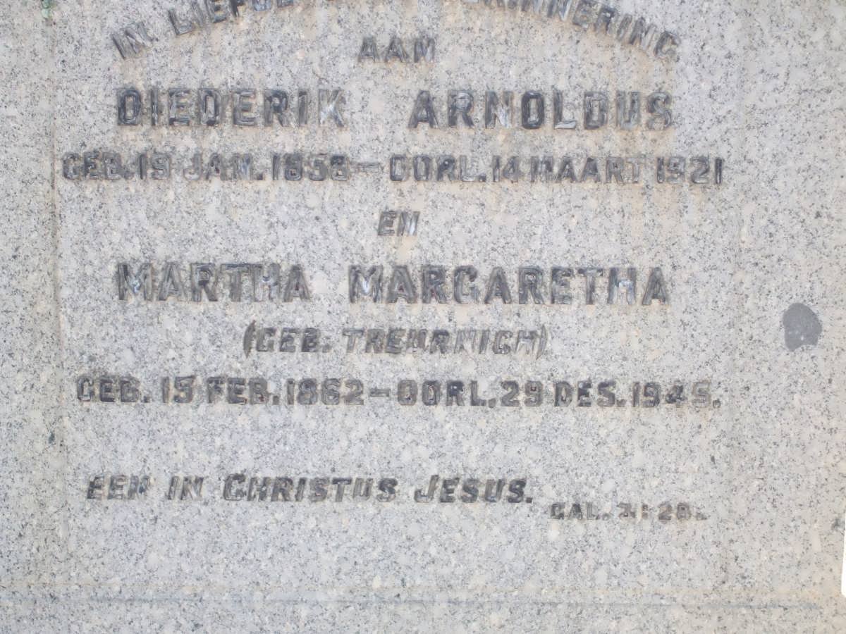 ? Diederik Arnoldus 1858-1921 &amp; Martha Margaretha TREURNICH 1862-1945