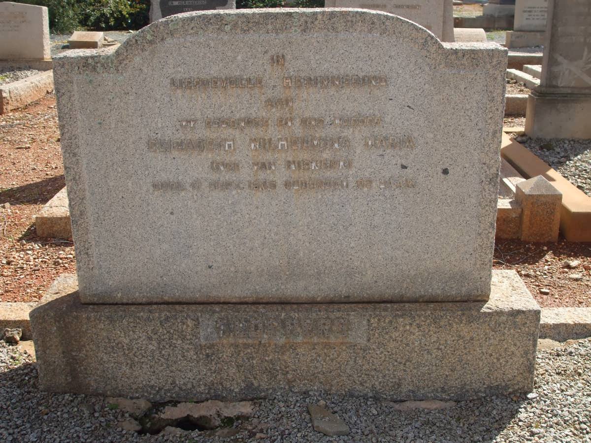 ? Elizabeth Wilhelmina Maria nee VAN NIEKERK -1946