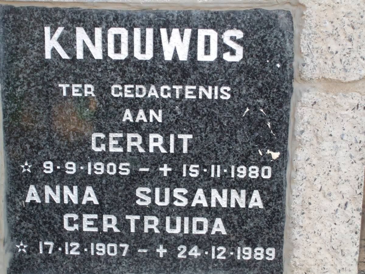 KNOUWDS Gerrit 1905-1980 &amp; Anna Susanna Gertruida 1907-1989