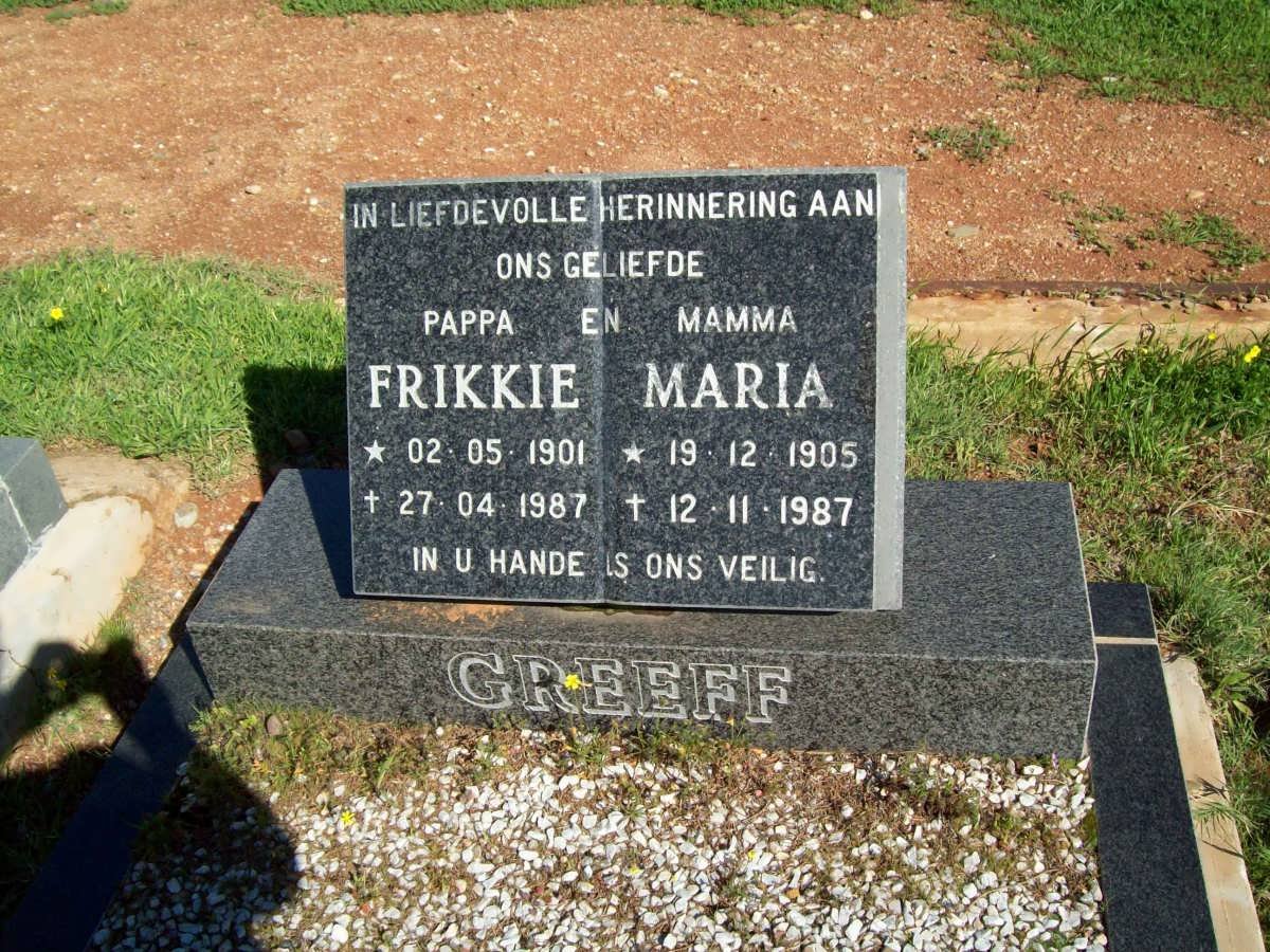GREEFF Frikkie 1901-1987 &amp; Maria 1905-1987