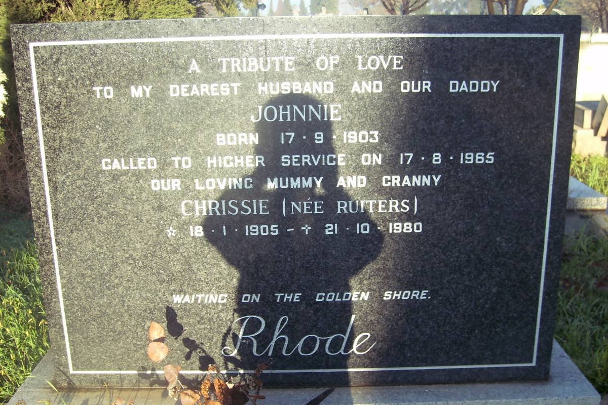 RHODE Johnnie 1903-1965 &amp; Chrissie RUITERS 1905-1980