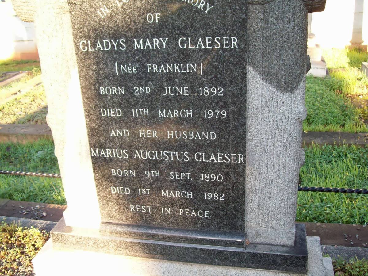 GLEASER Marius Augustus 1890-1982 &amp; Gladys Mary FRANKLIN 1892-1979