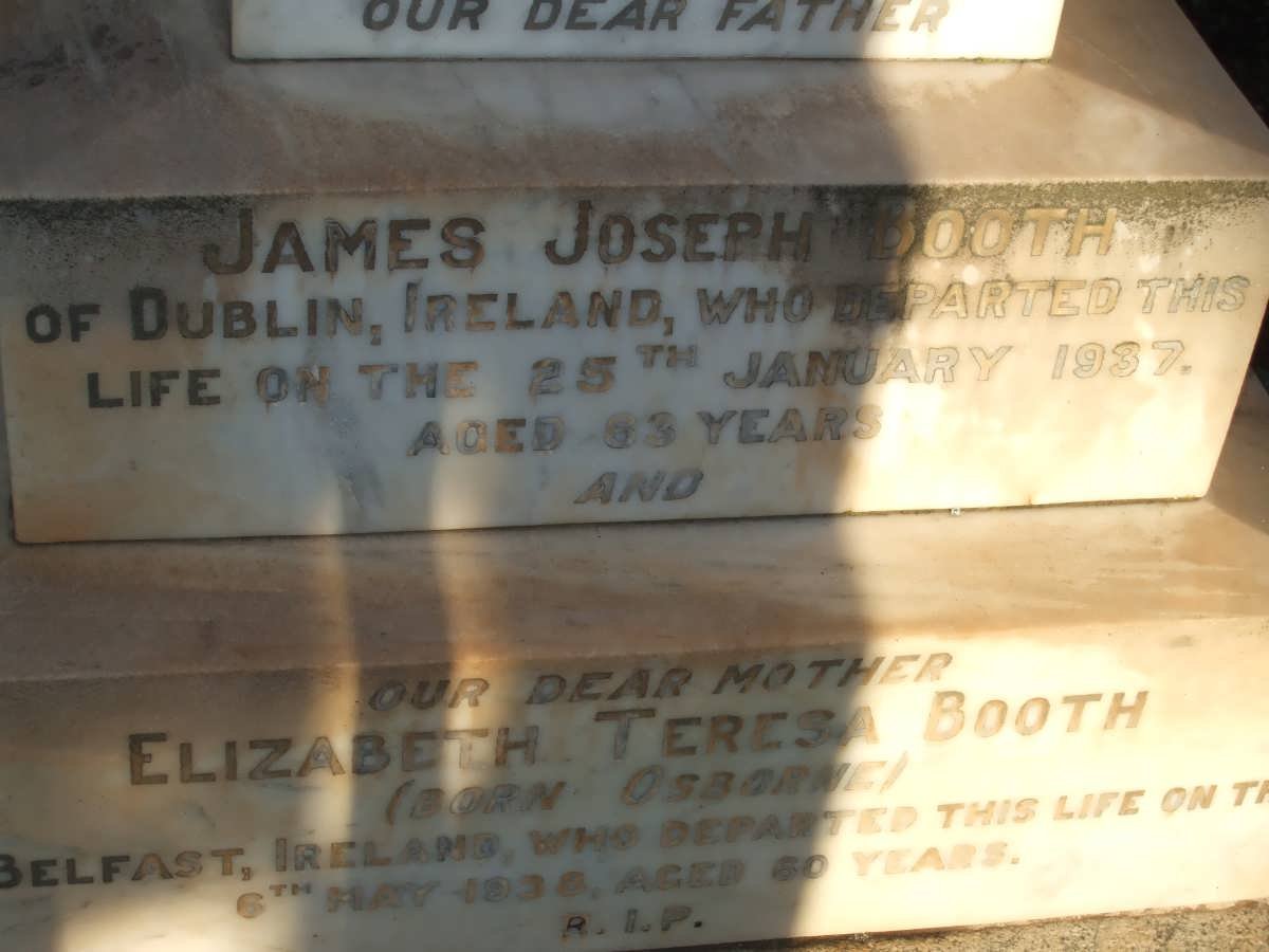 BOOTH James Joseph -1937 &amp; Elizabeth Teresa OSBORNE -1938