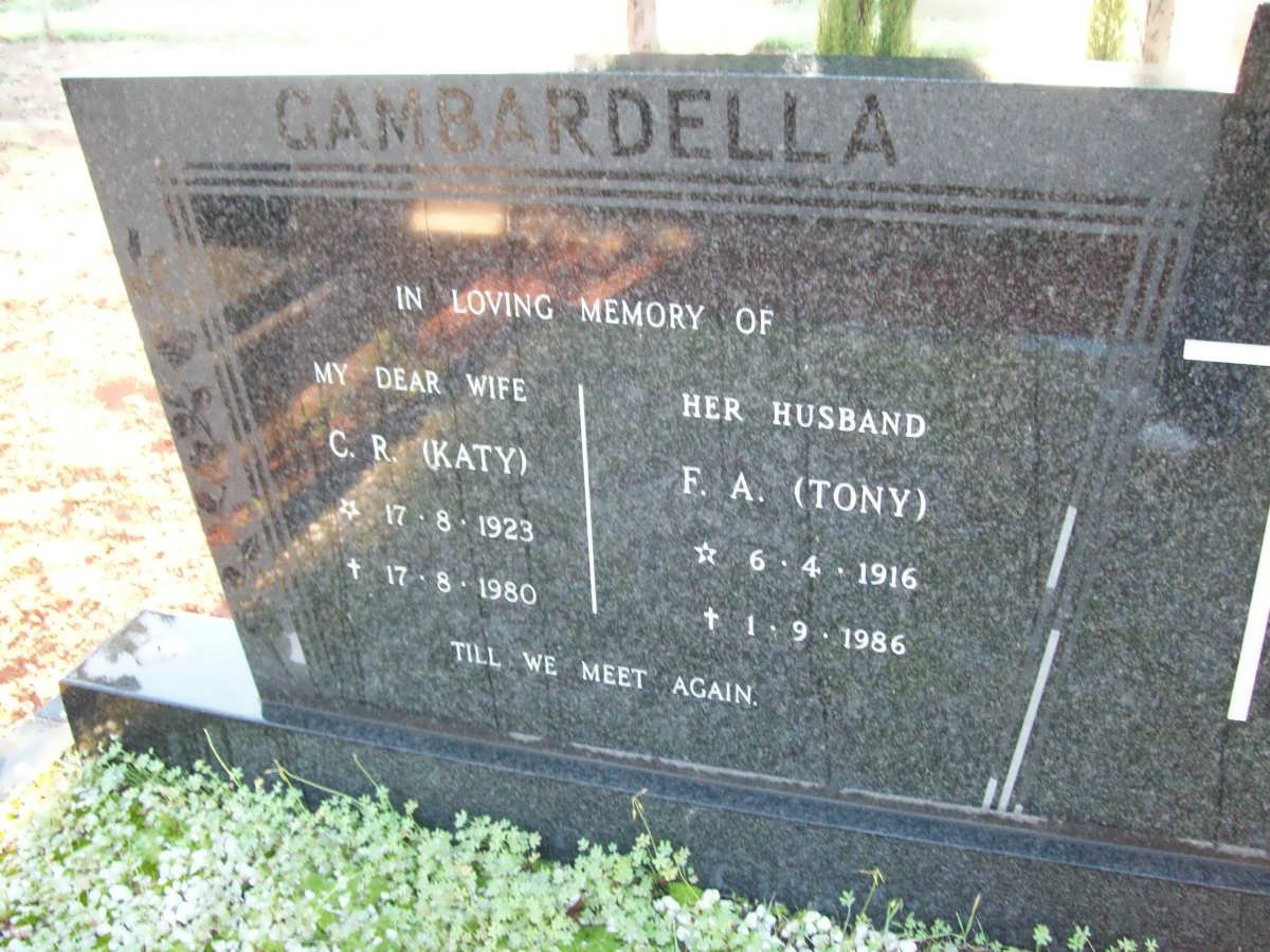 GAMBARDELLA F.A. 1916-1986 &amp; C.R. 1923-1980