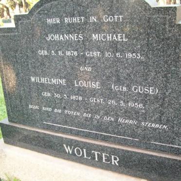 WOLTER Johannes Michael 1876-1953 &amp; Wilhelmine Louise GUSE 1878-1956