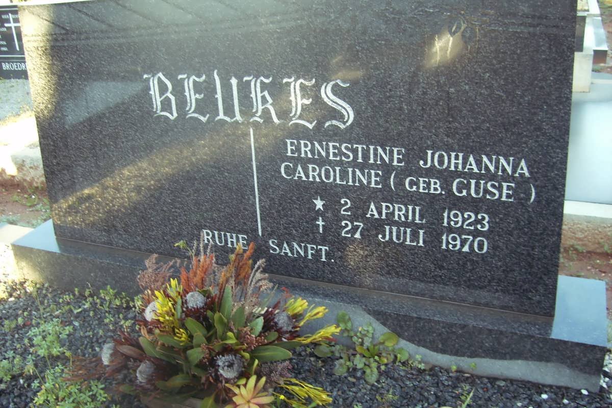 BEUKES Ernestine Johanna Caroline nee GUSE 1923-1970