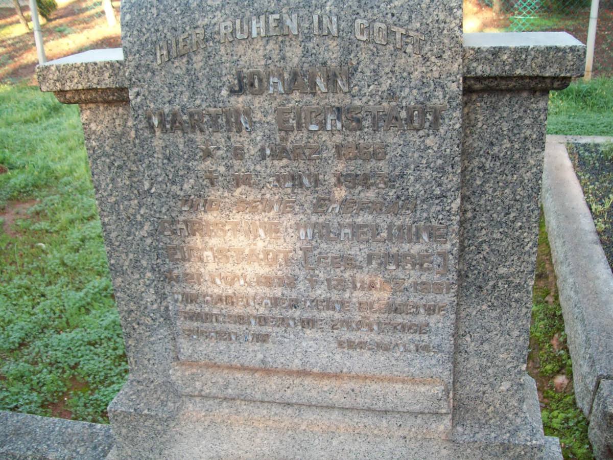 EICHSTADT Johann Martin 1866-1943 &amp; Christine Wilhelmine GUSE 1873-1961