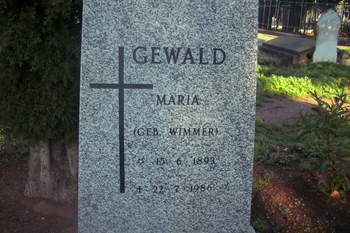 GEWALD Maria nee WIMMER 1893-1986