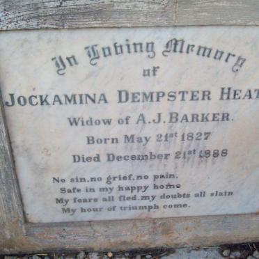 BARKER Jockamina Dempster nee HEATLIE 1827-1888