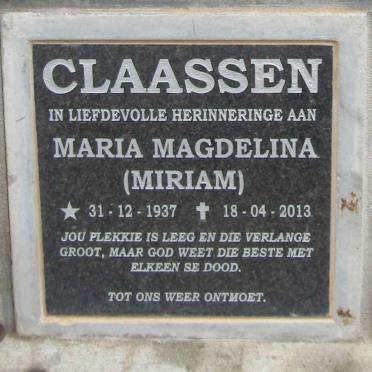 CLAASSEN Maria Magdalena 1937-2013