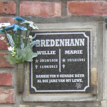 BREDENHANN Willie 1938-2013 & Marie 1941-