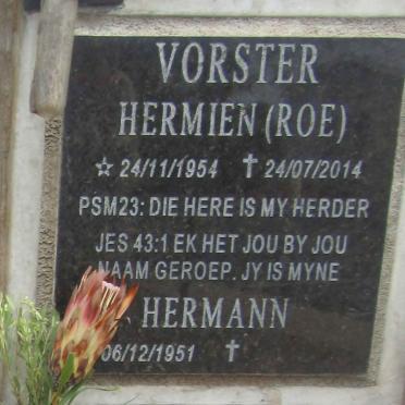 VORSTER Hermann 1951- & Hermien ROE 1954-2014