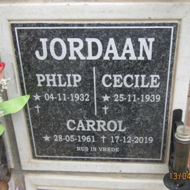 JORDAAN Phlip 1932- & Cecile 1939- ::  JORDAAN Carrol 1961-2019