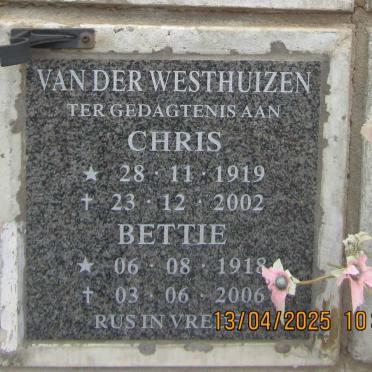 WESTHUIZEN Chris, van der 1919-2002 & Bettie 1918-2006