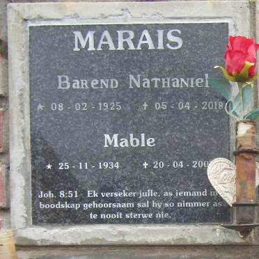 MARAIS Barend Nathaniel 1925-2018 en Mable 1934-200?