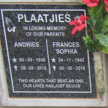 PLAATJIES Andries 1938-2015 & Frances Sophia 1942-2018