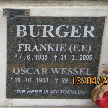 BURGER Oscar Wessel 1933-2024 & F.E. 1935-2005