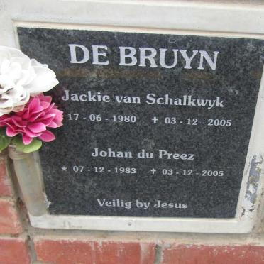 BRUYN, Johan du Preez, de 1983-2005 :: DE BRUYN Jackie van Schalkwyk 1980-2005