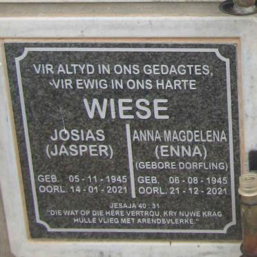 WIESE Josias 1945-2021 & Anna Magdelena  DORFLING 1945-2021