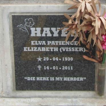 HAYES Elva Patience Elizabeth nee VISSER 1930-2011