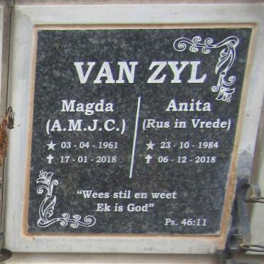 ZYL A.M.J.C., van 1961-2018 :: VAN ZYL Anita 1984-2018