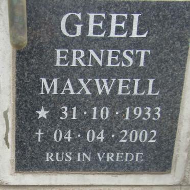 GEEL Ernest Maxwell 1933-2002