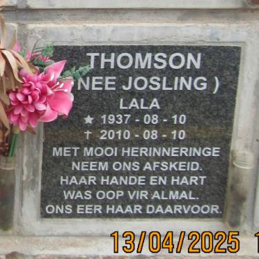 THOMSON Lala nee JOSLING 1937-2010