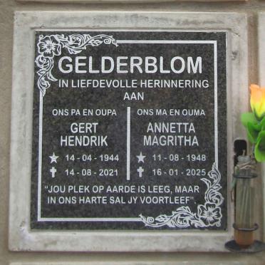 GELDERBLOM Gert Hendrik 1944-2021 & Annetta Magritha 1948-2025