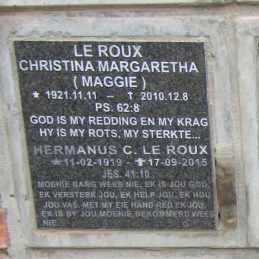 ROUX Hermanus C., le 1919-2015 & Christina Margaretha 1921-2010