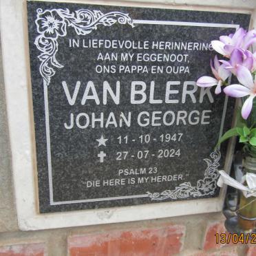 BLERK Johan George, van 1947-2024