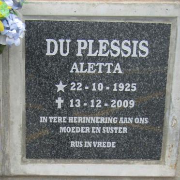 PLESSIS Aletta, du 1925-2009