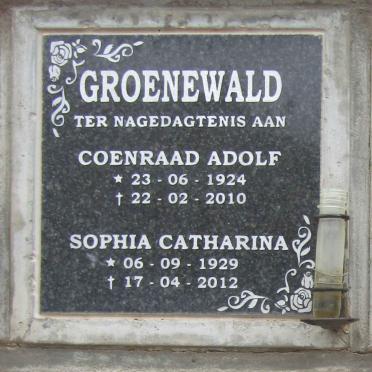 GROENEWALD Coenraad Adollf 1924-2010 & Sophia Catharina 1929-2012