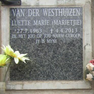WESTHUIZEN Luette Marie, van der 1963-2013