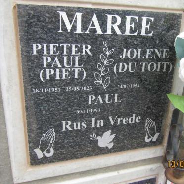MAREE Pieter Paul 1951-2023 & Jolene DU TOIT 1958- :: MAREE Paul 1993-