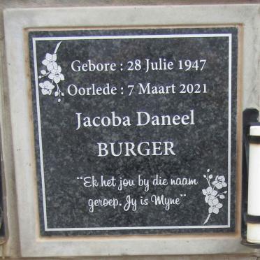 BURGER Jacoba Daneel 1947-2021