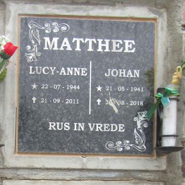 MATTHEE Johan 1941-2018 & Lucy-Anne 1944-2011