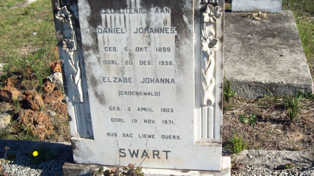 SWART Daniel Johannes 1899-1938 &amp; Elzabe Johanna GROENEWALD 1903-1971