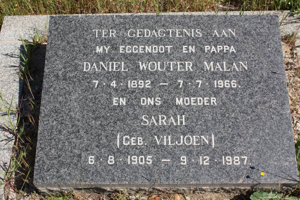 MALAN Daniel Wouter 1892-1966 &amp; Sarah VILJOEN 1905-1987