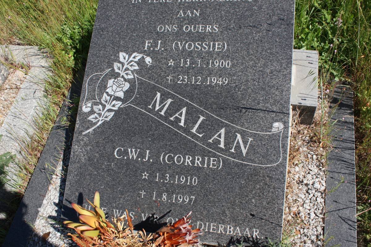 MALAN F.J. 1900-1949 &amp; C.W.J. 1910-1997 :: MALAN Johannes Christiaan 1932-1997